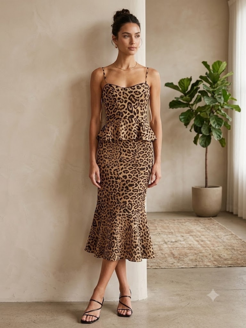 2piece skirt set leopard print size small NWT